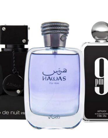Rasasi Hawas, ARMAF Club de Nuit Intense, Afnan 9PM - For MEN EDP 100ML, Exquisite Fragrances, Collection For Men (BUNDLE)